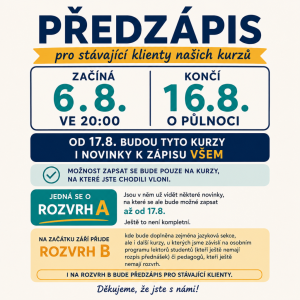 Předzápis pro stávající klienty začíná
