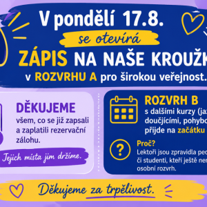 Pozor - zápis pro širokou veřejnost